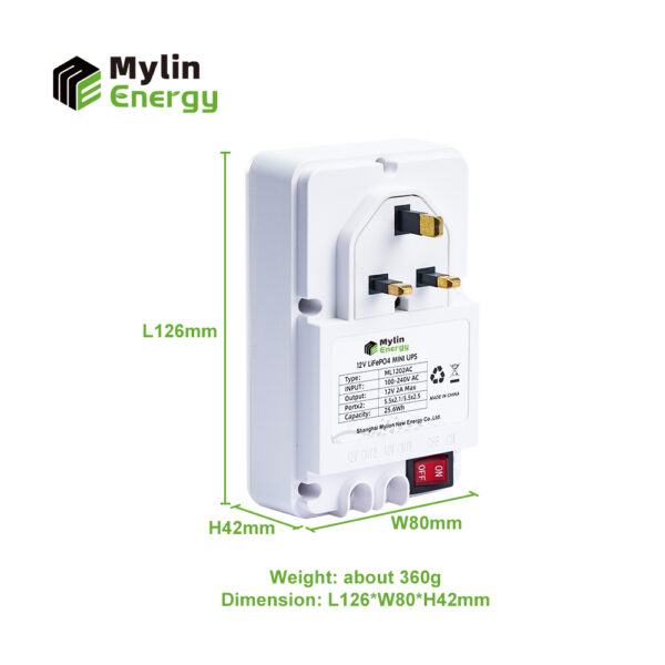 Mylin 110V-230V AC Input 12V 2A DC Output Smart Charger Mini UPS LiFe PO4 Uninterruptible Power Supply For IOT WiFi Router – Bild 5